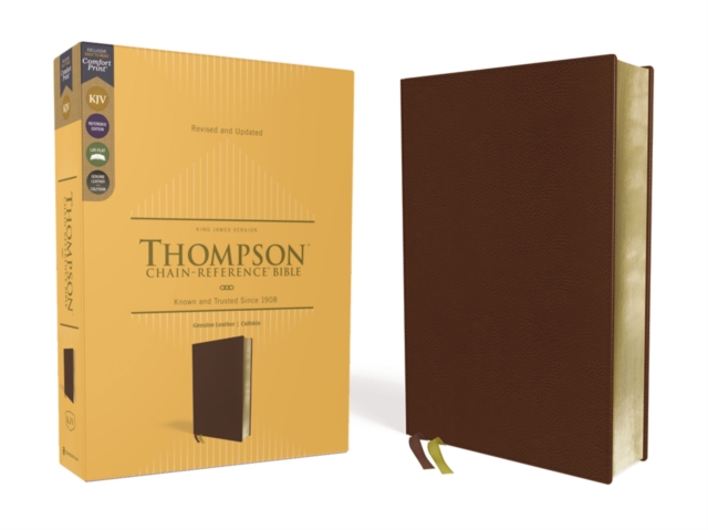 KJV, Thompson Chain-Reference Bible, Genuine Leather, Calfskin, Brown, Art Gilded Edges, Red Letter, Comfort Print