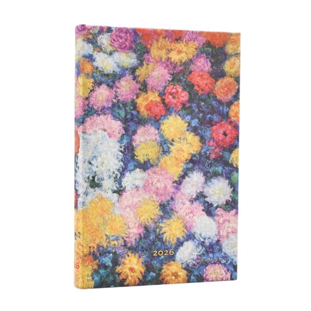 2026 Monet's Chrysanthemums Mini 12-month Horizontal Hardcover Flexi Dayplanner 2026 (Elastic Band Closure)