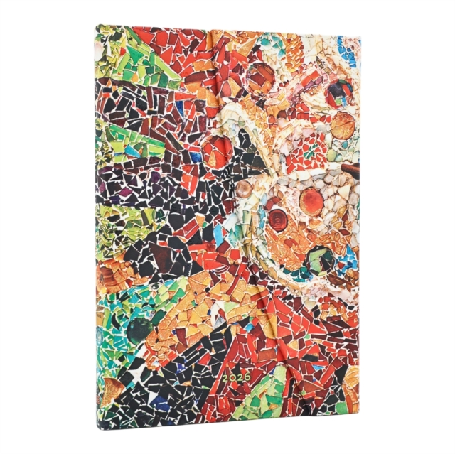 2026 Gaudi's Sun (Gaudi’s Mosaics) Midi 12-month Horizontal Hardcover Flexi Dayplanner 2026 (Wrap Closure)