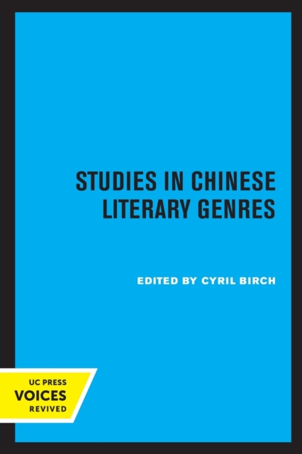 Studies in Chinese Literary Genres