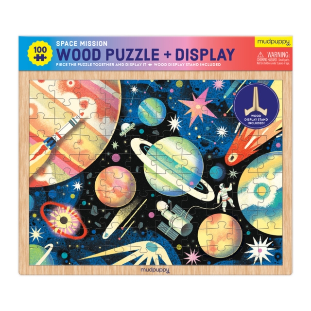 Space Mission 100 Piece Wood Puzzle + Display