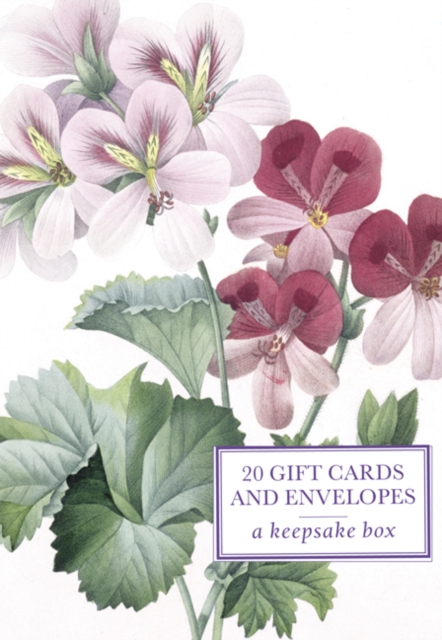 Tin Box of 20 Gift Cards and Envelopes: Redoute Geranium
