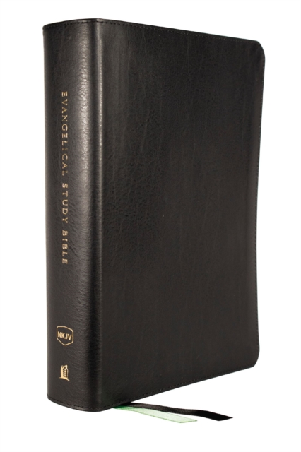 NKJV, Evangelical Study Bible, Bonded Leather, Black, Red Letter, Thumb Indexed, Comfort Print