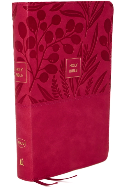 NKJV, End-of-Verse Reference Bible, Personal Size Large Print, Leathersoft, Pink, Thumb Indexed, Red Letter, Comfort Print