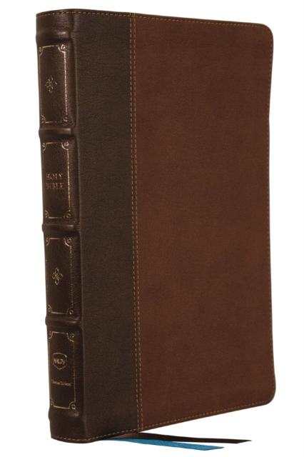 NKJV, Large Print Thinline Reference Bible, Blue Letter, Maclaren Series, Leathersoft, Brown, Comfort Print