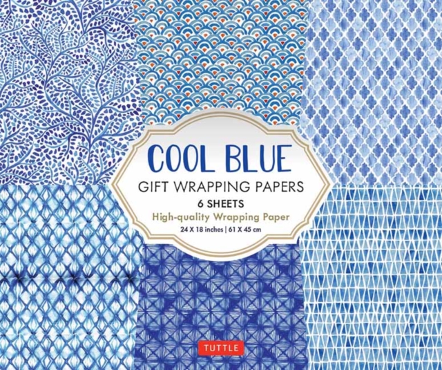 Cool Blue Gift Wrapping Papers - 6 sheets