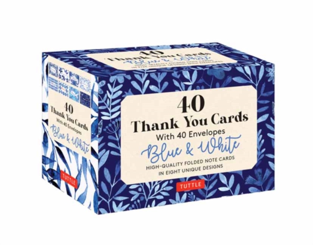 Blue & White 40 Thank You Cards with Envelopes