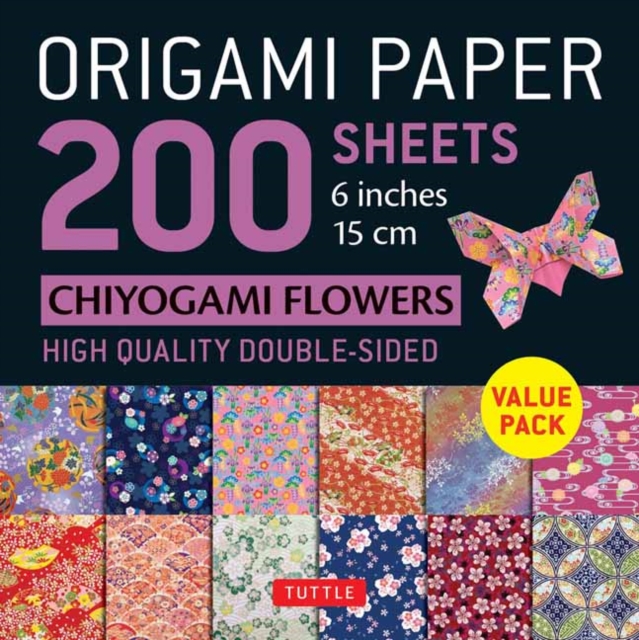 Origami Paper 200 sheets Chiyogami Flowers 6