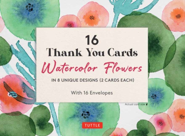 16 Thank You Cards Watercolor Flowers