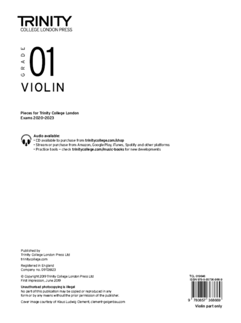 Trinity College London Violin Exam Pieces 2020-2023: Grade 1 (part only)