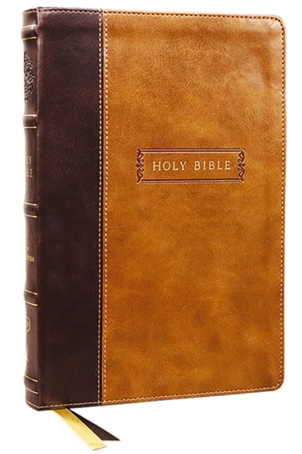 KJV Holy Bible with Apocrypha and 73,000 Center-Column Cross References, Brown Leathersoft, Red Letter, Comfort Print (Thumb Indexed): King James Version