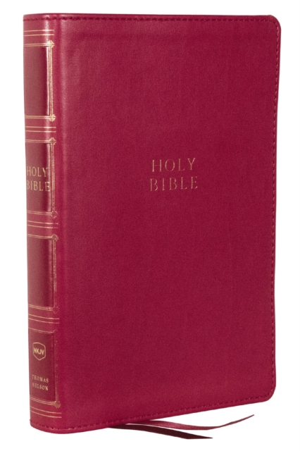 NKJV, Compact Center-Column Reference Bible, Leathersoft, Dark Rose, Red Letter, Thumb Indexed, Comfort Print