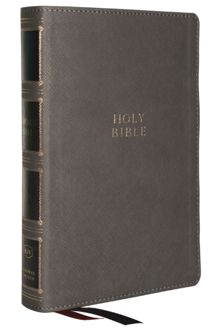 KJV, Compact Center-Column Reference Bible, Leathersoft, Gray, Red Letter, Thumb Indexed, Comfort Print