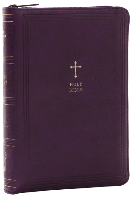 KJV Holy Bible, Compact Reference Bible, Leathersoft, Purple with zipper, 43,000 Cross-References, Red Letter, Comfort Print