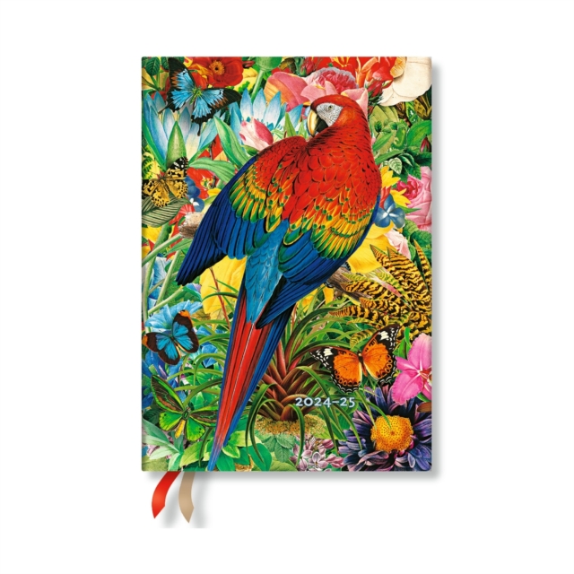 Tropical Garden (Nature Montages) Midi 12-month Horizontal Hardback Dayplanner 2025 (Elastic Band Closure)