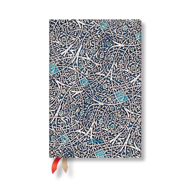 Granada Turquoise (Moorish Mosaic) Mini 12-month Horizontal Softcover Flexi Dayplanner 2025 (Elastic Band Closure)