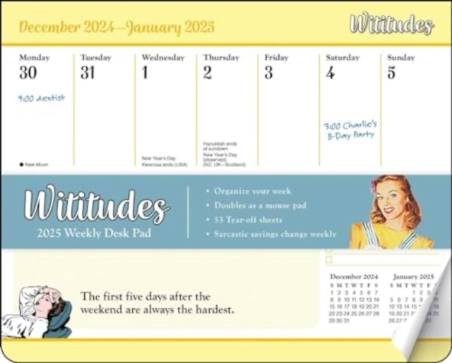 Wititudes 2025 Weekly Desk Pad Calendar
