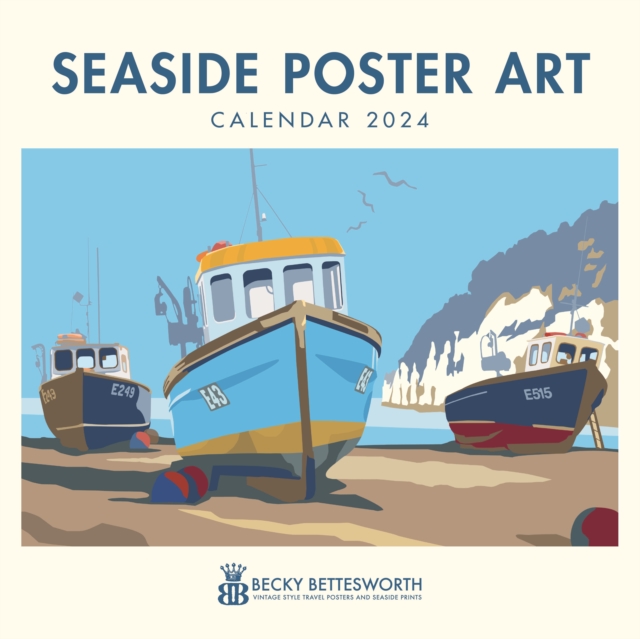 Seaside Poster Art by Becky Bettesworth Square Wall Calendar 2024