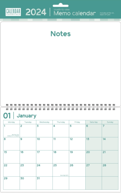 Essential Memo Calendar Planner A3 Calendar 2024