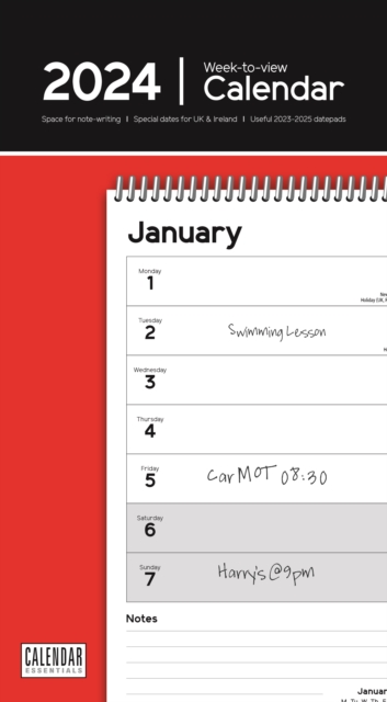 Essential Week-to-View Stubby Slim Calendar 2024