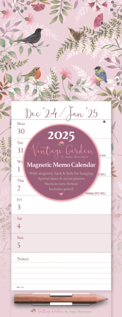 Vintage Garden Week-to-View Magnetic Calendar 2025