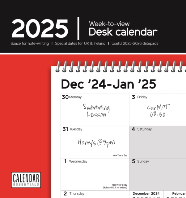 Essential Week-to-View Easel Desk Calendar 2025