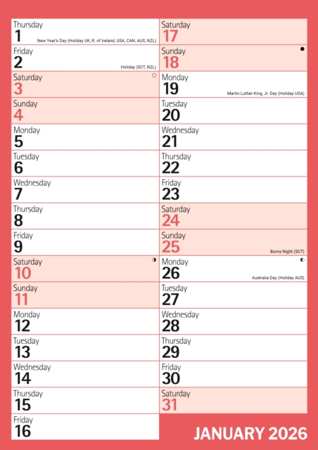 Red Black Monthly Engagement Portrait A4