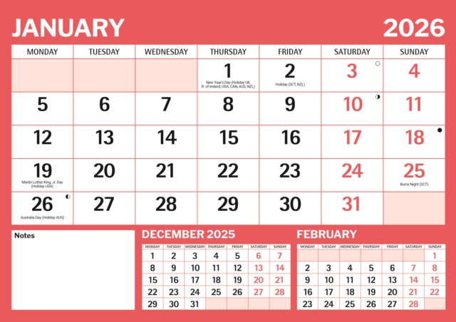 Red Black Large Boldtype Landscape A4 Ca