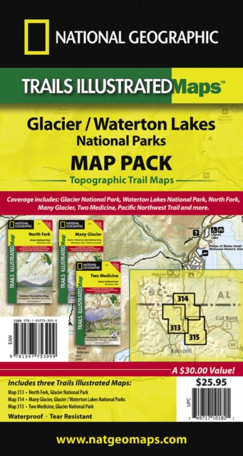 Glacier/waterton Lakes National Parks,map Pack Bundle