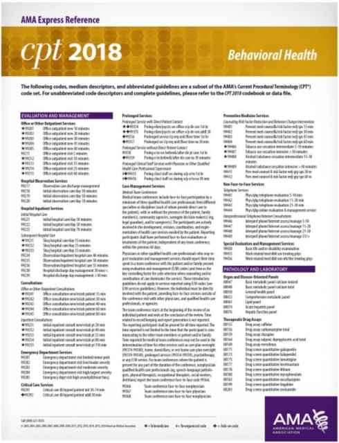 CPT (R) 2018 Express Reference Coding Cards: Behavioral Health
