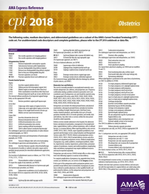 CPT (R) 2018 Express Reference Coding Cards: Obstetrics