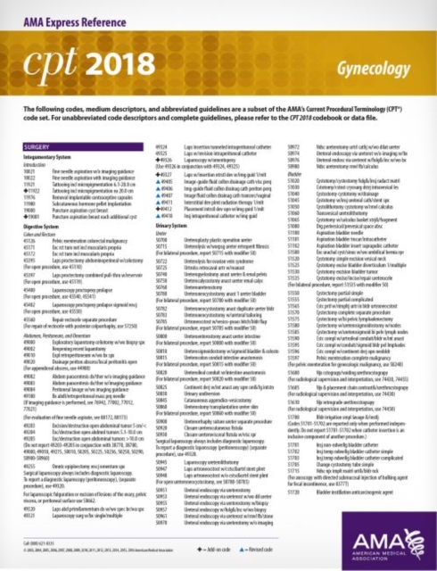 CPT (R) 2018 Express Reference Coding Cards: Gynecology