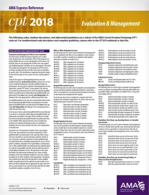 CPT (R) 2018 Express Reference Coding Cards: Evaluation and Management