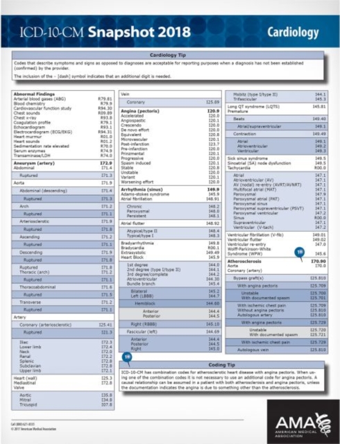 ICD-10-CM 2018 Snapshot Coding Cards: Cardiology