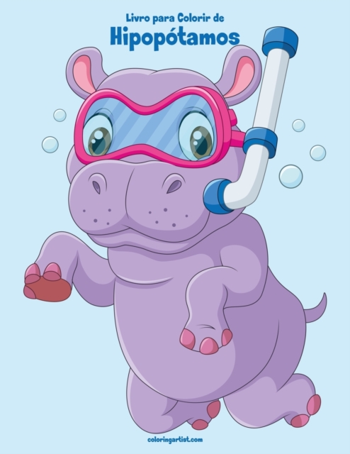 Livro para Colorir de Hipopotamos