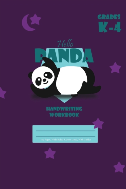 Hello Panda Primary Handwriting k-4 Workbook, 51 Sheets, 6 x 9 Inch Purple Cover