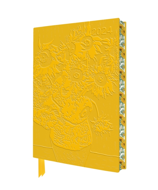 Vincent van Gogh: Sunflowers 2024 Artisan Art Vegan Leather Diary - Page to View with Notes