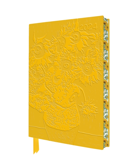 Vincent van Gogh: Sunflowers 2024 Artisan Art Vegan Leather Diary - Page to View with Notes