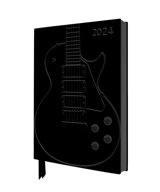 Black Gibson Guitar 2024 Artisan Art Vegan Leather Diary - Page to View with Notes