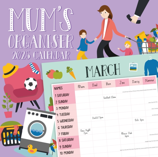 Mum's Organiser 2025 Square Wall Calendar