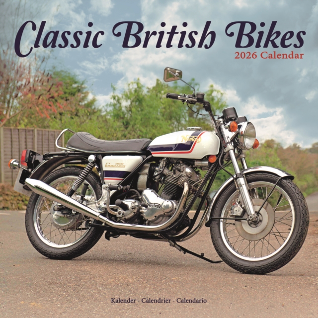 Classic British Bikes Calendar 2026 Square Motorbike Wall Calendar - 16 Month