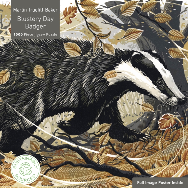 Adult Sustainable Jigsaw Puzzle Martin Truefitt-Baker: Blustery Day Badger