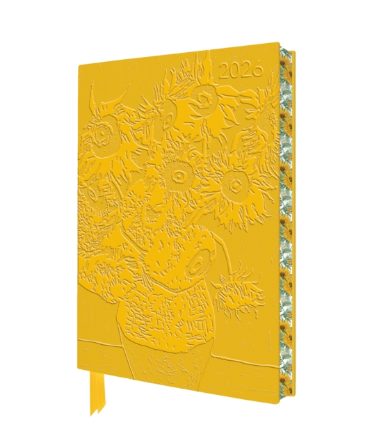 Vincent van Gogh: Sunflowers 2026 Artisan Art Vegan Leather Diary Planner - Page to View with Notes