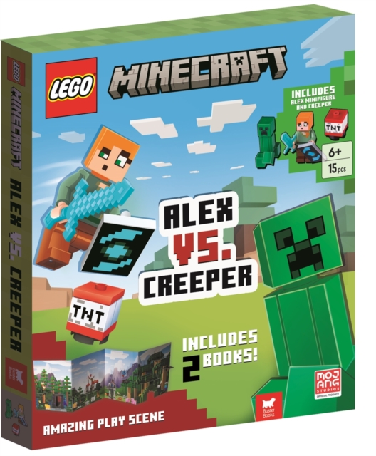 LEGO® Minecraft®: Alex vs. Creeper (with Alex minifigure, Creeper minibuild, LEGO pieces, 2 books and fold-out play scene)