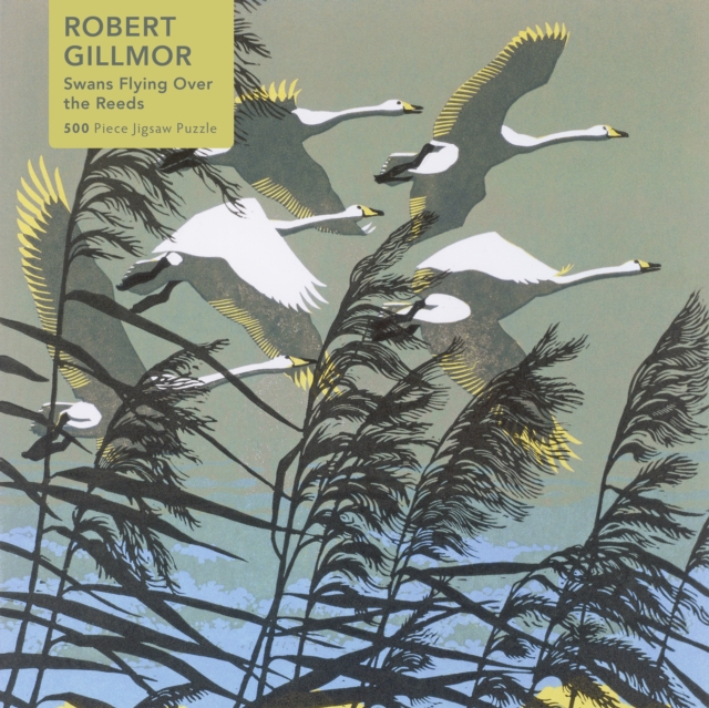 Adult Jigsaw Puzzle Robert Gillmor: Swans Flying over the Reeds (500 pieces)