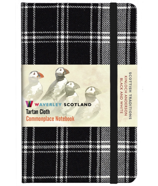 Waverley S.T. (M): Black & White Pocket Genuine Tartan Cloth Commonplace Notebook