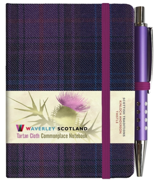 Waverley S.T. (S): Thistle Mini with Pen Pocket Genuine Tartan Cloth Commonplace Notebook