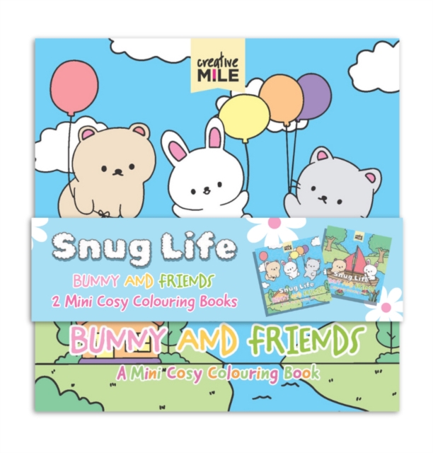 2 Pack Mini Colouring Book Snug Life Cosy Colouring Bunnies and Blooms