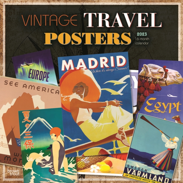 Vintage Travel Posters 2023 Square Calendar