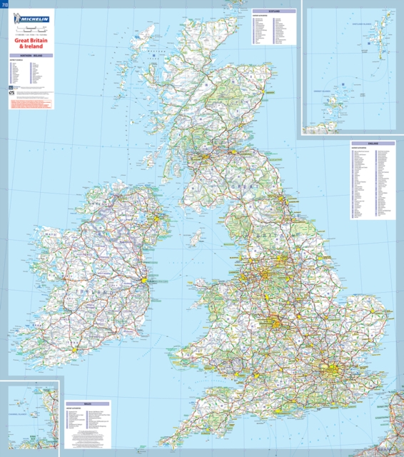 Great Britain & Ireland - Michelin rolled & tubed wall map Encapsulated